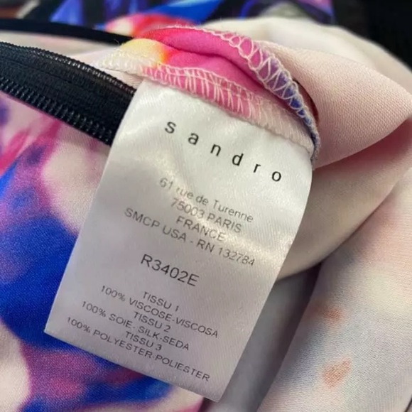 Sandro Abstract Floral Printed Shift Dress - Picture 9 of 9